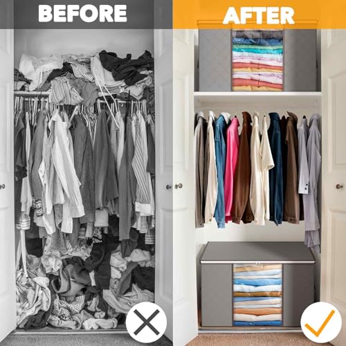 SpaceAid 6 Pack 90L Clothing Storage Bags, Heavy Duty Closet Storage Bins, Extra Large Moving bags, Storage Containers for Clothes, Blankets, Comforters, and Pillows - Gray - color: Gray, size: 6 Pack