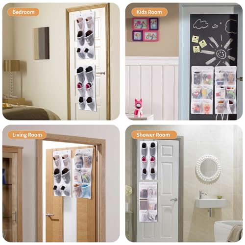 GOMAJI Over the Door/Wall Shoe Organizer, 2 Pack, Narrow, Hanging Shoe Rack for Closet, Bathroom, RV, Pantry, Camping, White