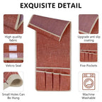 Couch Armrest Remote Control Holder, Couch Caddy Gifts for Seniors Bed Caddy Tv Remote Holder with 5 Pockets for Key Glasses Phone Magazine Holders - color: Brown
