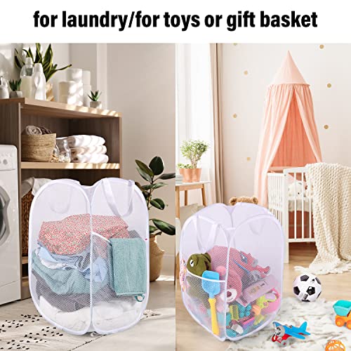 BATTOO Deluxe Strong Mesh Pop up Laundry Hamper Basket with Side Pocket for Laundry Room, Bathroom, Kids Room, College Dorm or Travel 3 Pack White - color: White, size: 3 pack
