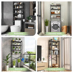 Kalrin Over-The-Toilet Storage Rack, 4-Tier Bathroom Organizer Shelf Over Toilet with Adjustable Shelf and Basket, Freestanding Space Saver Bathroom Shelves Above Toilet for Room (Pure Black) - color: Pure Black
