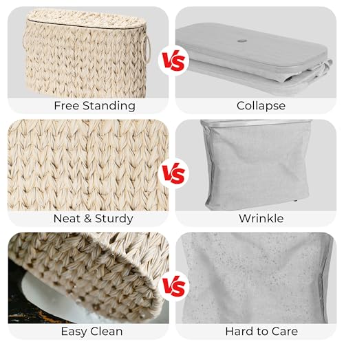 GRANNY SAYS Toilet Paper Storage Basket with Lid, Freestanding Toilet Paper Holder, Bathroom Organizers and Storage, Wicker Basket for Bathroom Storage, Butter Milk - color: Butter Milk, size: 15¾"L x 6½" Wx 10¼"H (with Lid)