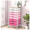 Rolling Cart with Drawers,Storage Cart with 8 Drawers and Wooden Tabletop,Utility Cart for Living Room,Classroom, Bedroom,Bathroom,Dorm,Office,Rose Pink - color: Rose Pink