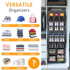 Hanging Shoe Organizer for Closet, Closet Hanging Shoe Storage Rack Holder Shelves,Collapsible Shoe Closet Organizers and Storage with 4 Large Side Pockets,25 Sections for Shoes,Hats,Clothes(Gray) - style: 3-Column Hanging Organizer