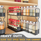 SpaceAid Pull Out Spice Rack Organizer for Cabinet, Heavy Duty Slide Out Seasoning Kitchen Organizer, Cabinet Organizer, with Labels, 5.2" W x10.75 D x10 H, 2 Drawers 2-Tier - style: Two 2"W Drawers, 2-Tier