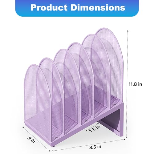 gianotter Desktop File Organizer, Desk Organizer with 5 Compartments, Paper Organizer for Desk, Workspace Organizers for Office Supplies (Purple, Inclined Style) - color: Purple, size: Inclined Style