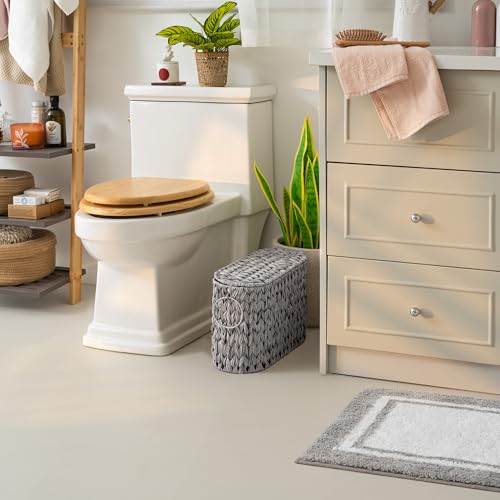 GRANNY SAYS Toilet Paper Storage Basket with Lid and Handle, Durable Toilet Paper Holder, Waterproof Bathroom Organizers and Storage, Wicker Basket for Bathroom Storage, Grey - color: Grey, size: 15¾"L x 6½" Wx 10¼"H (with Lid)