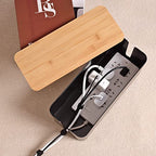 Cable Management Box - Wooden Style Cord Organizer Box to Hide Wires & Power Strips | Desk Computer Cable Organizer Box | Safe ABS Material | 12.6" (L) x 5.3" (W) 4.9" (H) | for Home & Office - Black - size: Medium