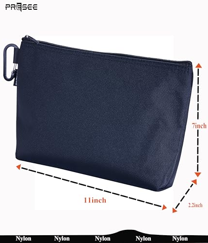Tool Pouch Zipper Small Tool Bag Pouches Organizer Bag with Metal Carabiner, Nylon 1680D Heavy Duty for Wrenches, Screwdrivers, Pliers, Stationery & Office Supplies Pack of 2, Black, 11 Inch - color: Large Black