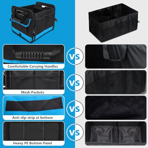 AOPHY Trunk Organizer for Car, Car Storage Organizer with 2 adjustable straps, 95L Large Capacity Cargo Organizer for Suv, Truck, Sedan, Waterproof Portable Car Organizers for Women Men（Blue） - color: Blue