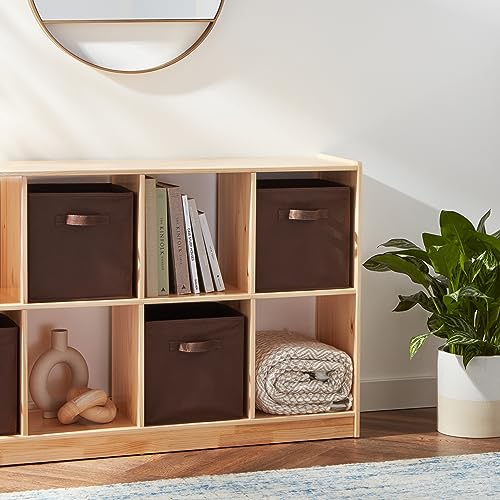 Amazon Basics Collapsible Fabric Storage Bins with Handles, Cube Organizer, Lightweight Fabric, 10.5"x10.5"x11", Brown, 6-Pack - color: Brown, size: 10.5"x10.5"x11"