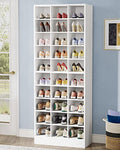 Tribesigns 10-Tier Shoe Storage Cabinet, White Wooden Shoe Rack with 30 Cubbies, Freestanding Tall Entryway Shoe Organizer for Closet, Entryway, Living Room - color: White