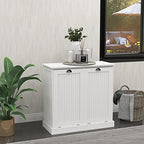 Two-Compartment Tilt-Out Laundry Sorter Cabinet White, with Removable Cloth Bags Fashionable Design Finish Durable Organizer Durable Material Three Painting processes, for Laundry Rooms