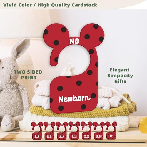 JMOST Baby Closet Dividers for Nursery Closet Organizer, Newborn to 24 Months Size Clothes, Black Red Hangers with Size Dividers, Double Sided - color: Red
