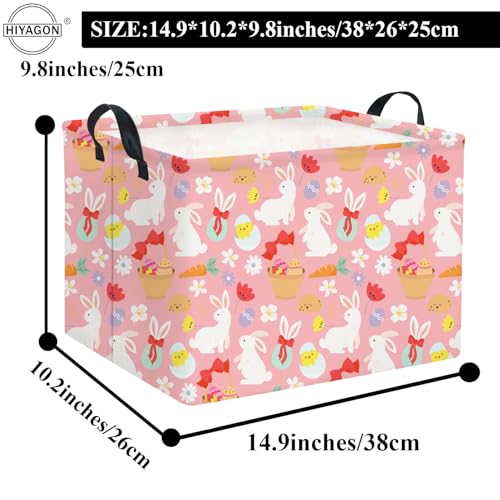 HIYAGON Rectangular Easter Basket Baby Girl Basket Fabric Storage Bin Organizer Box Room Decor(Bowknot Bunny) - color: Bowknot Bunny