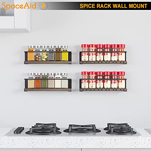 SpaceAid Spice Rack Organizer for Cabinet Door or Wall Mount (4 Pack) with 415 Spice Labels - Wood Hanging Seasoning Shelf for Cupboard Pantry or over the Stove - style: Empty Racks