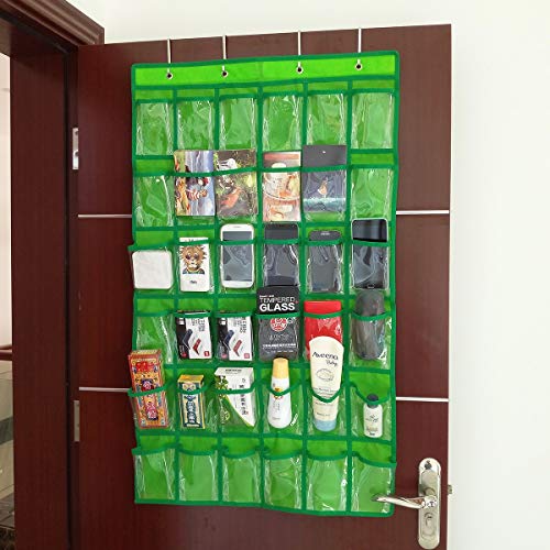NIMES Hanging Closet Underwear Sock Jewelry Storage Over The Door Classroom Cell Phone Calculator Organizer 36 Clear Pockets (Green) - color: Green