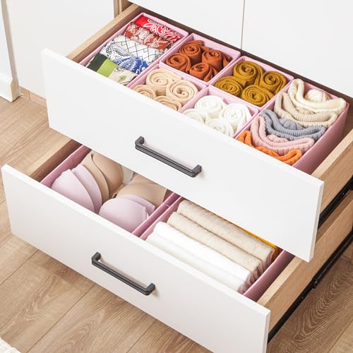 Stero 6 Pack Drawer Organizers for Clothing, Dresser Drawer Organizer Clothes, Fabric Foldable Closet Organizers and Storage Basket Bins for Clothes, Underwear, Bras, Socks (Pink) - color: Pink