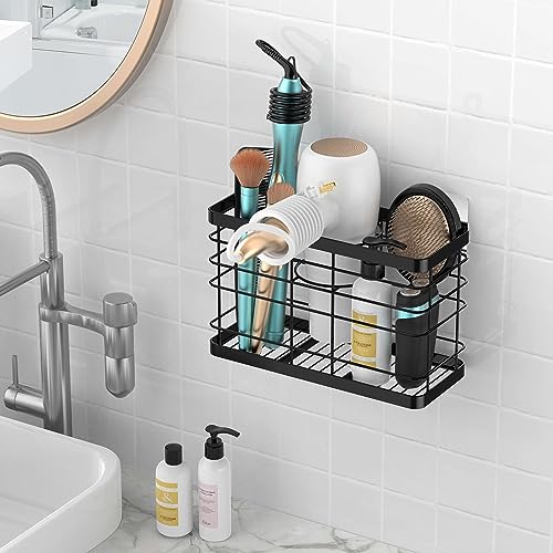 Hair Tool Organizer - Blow Dryer & Hair Dryer Holder Cabinet Door, Bathroom Organizer & Storage Basket for Styling Tools - color: Black-pro