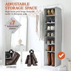 Ofiray-home Hanging Shoe Organizer for Closet, 8 Tier Closet Shoe Organizer with Adjustable Shelves for Boots, Heavy Duty Hanging Closet Organizer, Shoe Storage Organizer for Closet Rod
