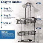 Shower Caddy Hanging, Never Rust Aluminum Shower Organizer, Over Showerhead No Drilling Shower Racks, with Soap Holder Multi Hooks Bathroom Storage for Shampoo Sponge,Silvery - color: Black