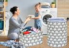 KUNRO Kids Laundry Hamper Clothes Gift Basket Storage Laundry Baskets Organizer Bin with Handles for Nursery Room (Elephant) - color: Elephant