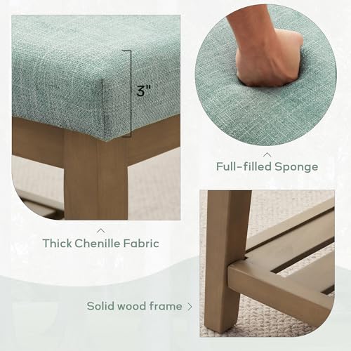 Zihanhome Entryway Shoe Bench with Cushion, End of Bed Bench,Upholstered Bench for Kitchen, Bench with Solid Wood Shelf, Fabric Ottoman Bench for Hallway, Living Room (Teal) - color: Teal