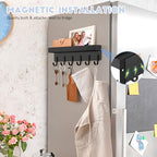 kuaima Magnetic Key Holder, Small Wall Mount Key Rack with Shelf for Fridge, 6 Metal Hooks, 9.65 Inch, 2 Installation Options, Black - color: Black