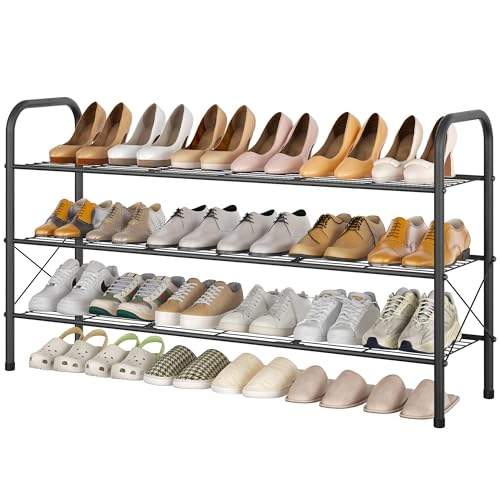 Hoctieon 3 Tier Mesh Style Shoe Rack, Entryway Shoe Shelf, Shoe Storage Organizer, Shoe Rack for Closet, Space Save for Bathroom, Garage, Hallway, Bedroom, Living Room, Black - color: Black, size: 3 Tier