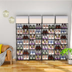Large Shoe Rack Organizer, 4-Row 8-Tier Tall Shoe Storage Shelf for Closet, Entryway, Garage, Metal Free Standing Shoe Holder for 56-64 Pairs Shoes, Sturdy Stackable Shoe Stand for Bedroom - size: 4 Row 8 Tier