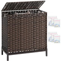 SETVSON Laundry Hamper with Lid 132 L, (35 Gallons) Clothes Hamper with Lid, Handwoven Rattan Laundry Hamper with Metal Heightened Feet, Laundry Hampers with 3 Removable Liner Bags for Laundry-Brown - color: Brown, size: 132 L - 35 gal