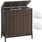 SETVSON Laundry Hamper with Lid 132 L, (35 Gallons) Clothes Hamper with Lid, Handwoven Rattan Laundry Hamper with Metal Heightened Feet, Laundry Hampers with 3 Removable Liner Bags for Laundry-Brown - color: Brown, size: 132 L - 35 gal