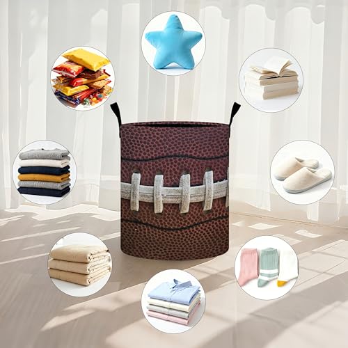 Football Laundry Basket Storage Bin Foldable Laundry Hamper Clothes Storage Bucket Organizer 19.6x15.7 Inch For Laundry Room/Bedroom/Bathroom - color: Football