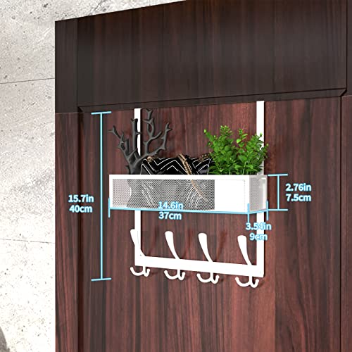 Kaiferty Over The Door Hooks Organizer,Over Door Hanger Towel Rack Mesh Basket with 12 Hooks,Back of Door Storage Organizer for Bedroom,Bathroom,Kitchen,Office(White) - color: 1 Upgrated Baskets-White