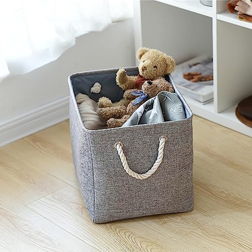 TheWarmHome Storage Basket for Organizing - 16x12x12 inch 3 Pack Fabric Storage Cubes, Cube Storage Bin for Shelves Closet Organizer Cloth Gift Toy (Grey) - color: Grey, size: 3PCS/Large Cube - 16L×12W×12H