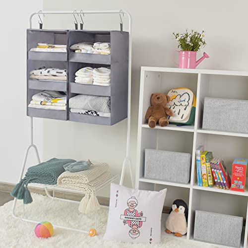 GRANNY SAYS 3-Shelf Closet Organizers and Storage, Foldable Hanging Closet Organizer, Hanging Closet Shelves with 2 Metal Hooks, Leak-Proof Closet Hanging Organizer for Locker & Camper, Gray, 2-Pack - color: 3-shelf Ash Gray, size: 2-Pack