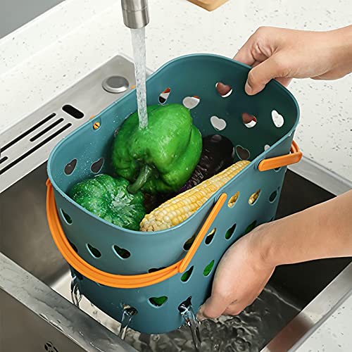 Anyoifax Portable Shower Caddy Tote Plastic Storage Basket with Handle Box Organizer Bin for Bathroom, Pantry, Kitchen, College Dorm, Garage - Blue - color: Blue, size: 1 Pack