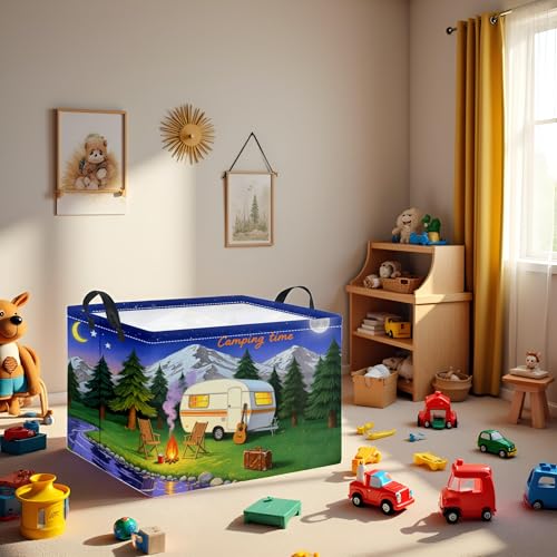 HIYAGON Rectangular Baby Girl Basket Kids Baby Storage Basket Toy Storage Bin Organizer Box Room Decor(Camping) - color: Camping