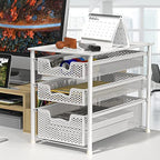 Simple Houseware 3 Tier White Alloy Steel Sliding Basket Organizer Drawer Cabinet - color: White, size: 3-Tier
