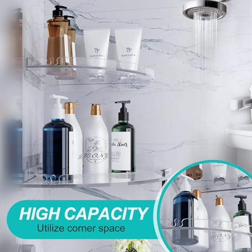 Acrylic Corner Shower Shelves, Adhesive Shower Caddy Organizer for Bathroom Storage Home Decor, Clear Rustproof No Drilling Wall Shelf, 2-Pack - color: Clear Shelf