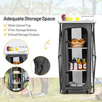 Giantex Folding Camping Storage Cabinet with 3 Shelves and Carry Bag, Portable Outdoor Organizer Kitchen Table, Quick Set-up for BBQ, Picnic, Backyard, Compact Pop-Up Cupboard, 47''H - size: 47''H
