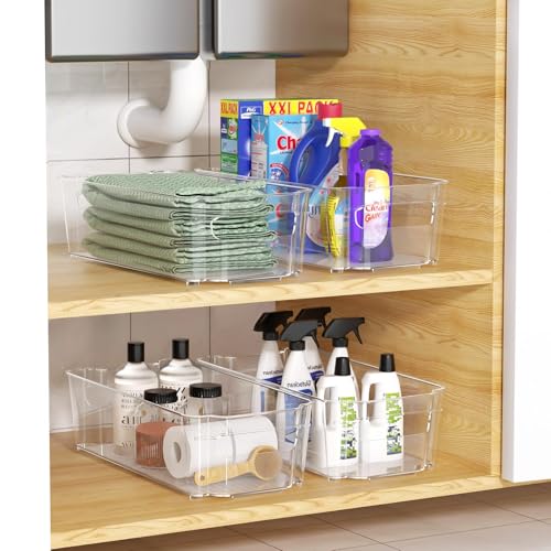 Clear Fridge Organizer, Refrigerator Organizer Bins with Handle, Freezer, Kitchen Cabinet, Pantry Organization, BPA Free Fridge Organizers (12.4 inch 6 Pack) - size: 12.4 inch 6 Pack