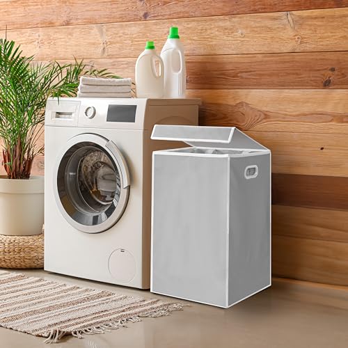 Simple Houseware Foldable Laundry Hamper Basket with Lid and Removable Bag, Gray - color: Grey