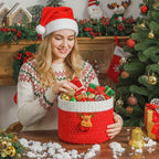 INough Christmas Baskets Cotton Rope Baskets for Christmas Empty Red Christmas Toy Bin, Christmas Gift Bin Large Blanket Storage Baby Basket for Kids Room/Living room (Reindeer Large) - color: Red Reindeer