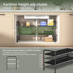 NETEL Under Sink Organizers and Storage,2 Tier Shelf Under Bathroom Sink,Cabinet Organizer with 8 Removable Carbon Steel Panels，Partition Height Adjustable,(27.36-36.02)" W x 12.28" D x 16.93" H - size: 8 thickened iron plates(12.28"deep)