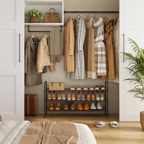 Hoctieon 3 Tier Mesh Style Shoe Rack, Entryway Shoe Shelf, Shoe Storage Organizer, Shoe Rack for Closet, Space Save for Bathroom, Garage, Hallway, Bedroom, Living Room, Black - color: Black, size: 3 Tier