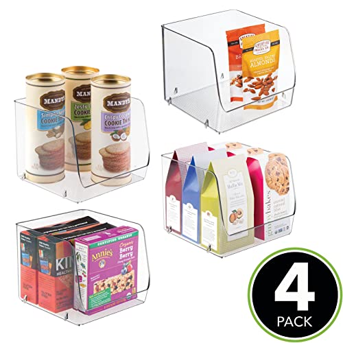 mDesign Modern Stackable Plastic Open Front Dip Storage Organizer Bin Basket for Kitchen Organization - Shelf, Cupboard, Cabinet, and Pantry Organizing Decor - Ligne Collection - 4 Pack - Clear - size: 7.75 x 7.75 x 6.25 (Pack of 4)