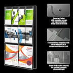 Weysat Acrylic Brochure Holder Wall Mount, Clear Plastic Pamphlet Holder Magazine Display Trifold Flyer Rack Hanging Literature Storage Organizer(2 Magazine Pockets, 8 Pamphlet Pockets) - size: 2 Magazine Pockets, 8 Pamphlet Pockets