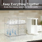 Baby Bottle Storage Organizer: Clear Stackable Storage Drawers, Acrylic Bottles Station Organizer Container for Countertop, Vanity, Bathroom, Cabinet Organization - 4 Pack - size: 2 Small+2 High