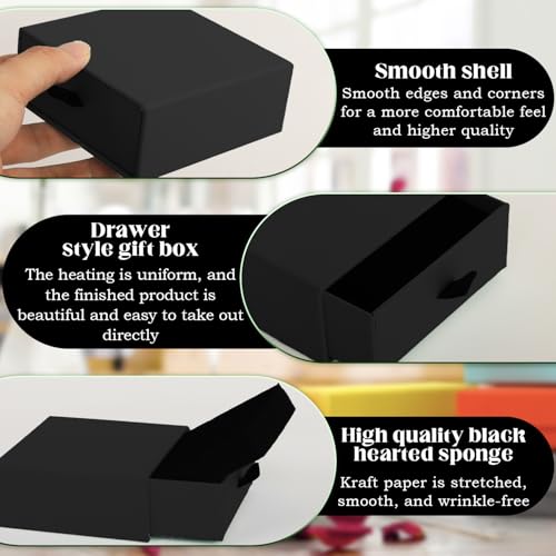 Coobbar Luxury Velvet-Lined Jewelry Gift Box 12-Pack, Compact Drawer Style Organizer for Earrings & Rings, Elegant Bracelet Display Box, Small Jewelry Storage Box, 3.5x3.5x1.26 Inches (Black) - color: Black